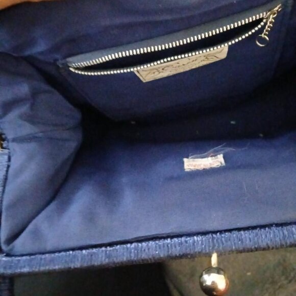 Vintage Caron Original of Houston, Texas Navy Blue Straw like Crochet like Purse - Picture 3 of 5